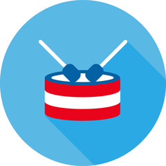 Snare Drum Icon On Blue Background.