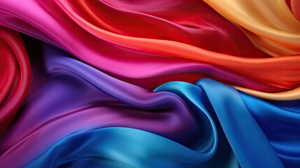 Obraz premium colorful silk fabric background - generative ai