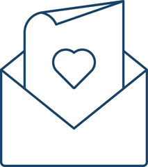 Isolated Love Letter or Greeting Icon in Line Art.