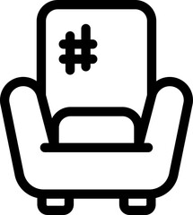 Illustration Of Sofa Icon In Black Line Art.