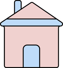 Isolated Home Icon In Pink And Blue Color.