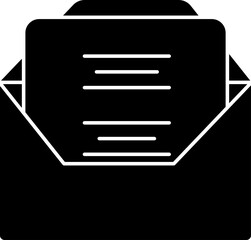 B&W Open Envelope With Letter Icon Or Symbol.