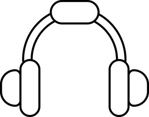 Illustration Of Headphone Icon In Thin Line Art.