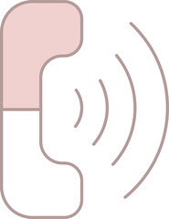Pink And White Phone Call Icon Or Symbol.