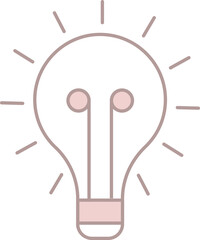 Light Bulb Icon Or Symbol In Pink And White Color.