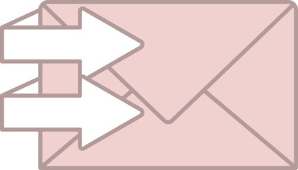Pink And White Email Forwarding Icon Or Symbol.