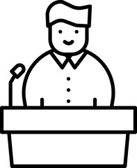 Illustration Of Politician Icon In Stroke Style.