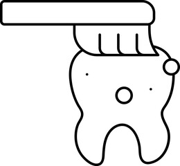 Teeth Cleaning Icon In Black Line Art.