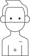 Patient Icon In Black Line Art.