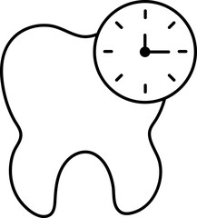 Linear Style Teeth With Clock Icon.