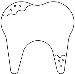 Dirty Tooth Icon In Black Outline.