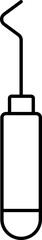 Dental Scaler Icon In Black Line Art.