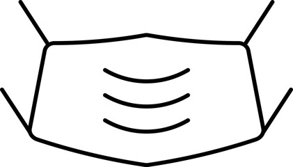 Face Mask Icon In Black Line Art.