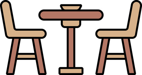 Dinner Table Icon In Brown Color.