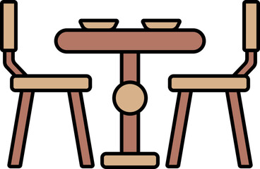 Dinner Table Icon In Brown Color.