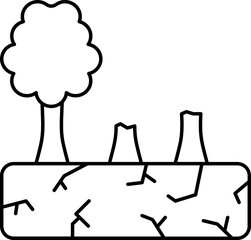 Deforestation Or Dry Earth Icon In Black Line Art.