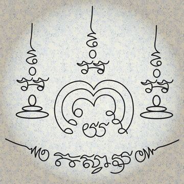 Symbol Talisman,Thai ancient traditional tattoo name in thai language is yant Na Metta Powerful.Hindu or Buddhist sign representing path to enlightenment