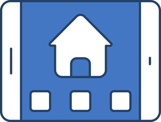 Smart Home Icon In Blue And White Color.