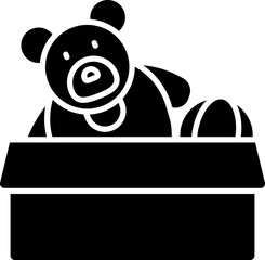 Open Toy Box Icon In B&W Color.