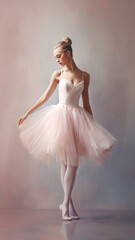 Ballet dancer in pink tulle ballet tutu dress