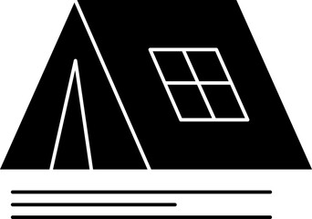 Camping Tent Icon In B&W Color.