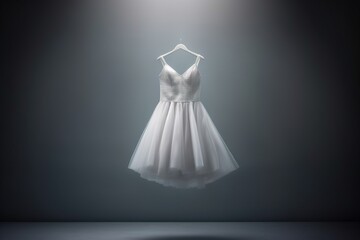 White tulle ballet dress background, copy space
