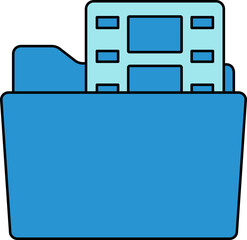 Video Folder Icon In Blue Color.