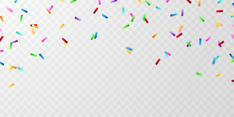 Colorful confetti and zigzag ribbon falling from above Streamers, tinsel vector