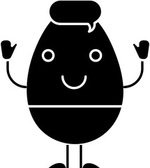 Isolated Cartoon Male Egg Icon In Black And White Color.