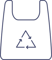 Recycle Bag Icon In Blue Line Art.
