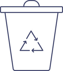 Recycle Bin Icon In Blue Outline.