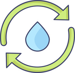 Water Recycling Icon In Blue And Green Color.