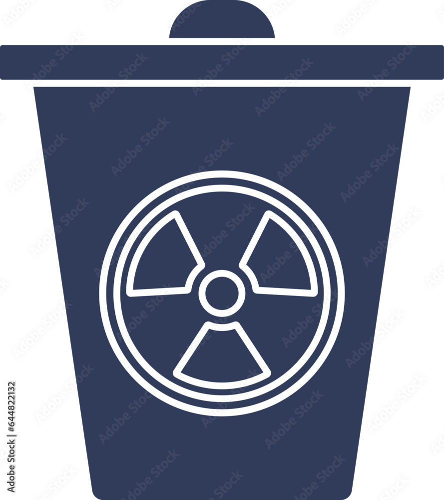 Wall mural Nuclear Bin or Trash Icon in Blue and White Color.