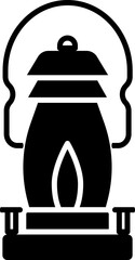 Glyph Lantern or Oil Lamp Icon in Flat Style.