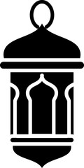 Illustration of Antique Lantern or Lamp Icon in Glyph.