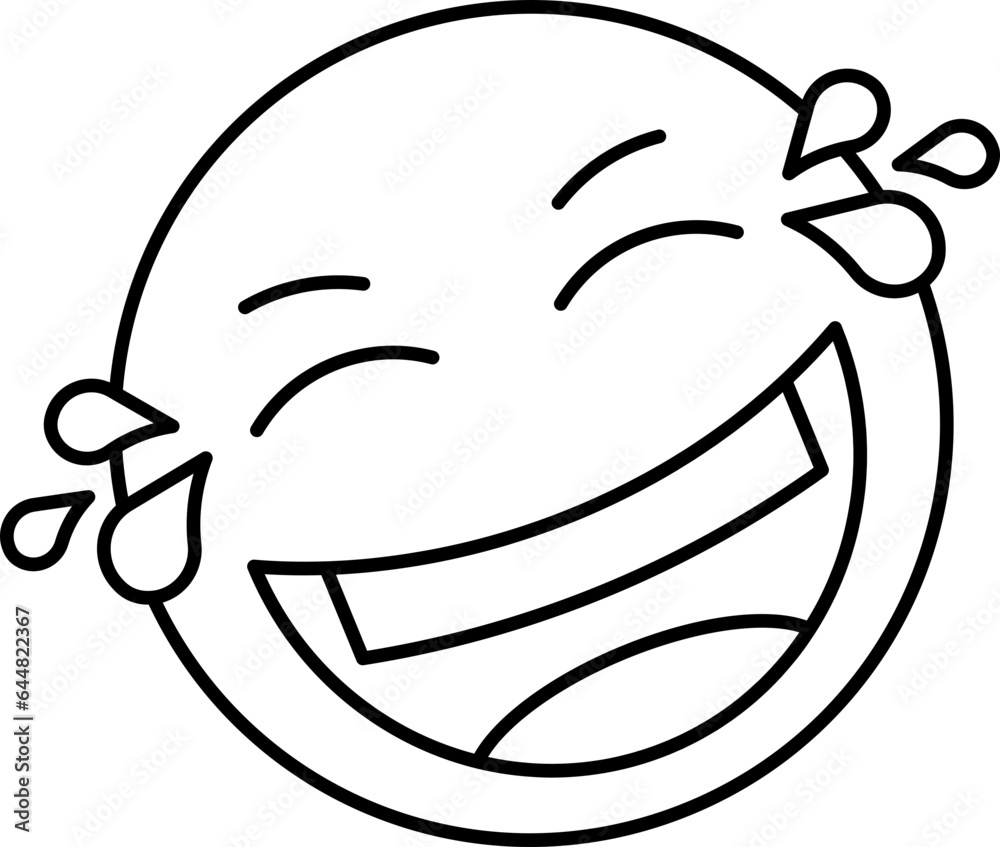 Wall mural Laughing Face With Joy Of Tears Icon In Line Art.