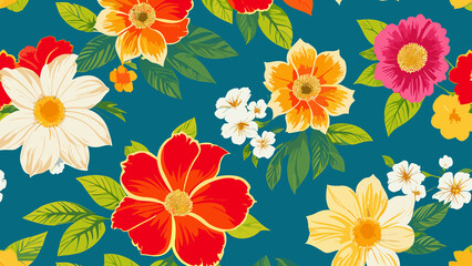 Fototapeta na wymiar Tropical floral seamless pattern. Background, Wallpaper.