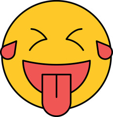 Laughing Face With Tears Of Joy Icon In Red And Yellow Color.