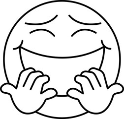 Illustration Of Laughing Face Emoji Icon In Line Art.