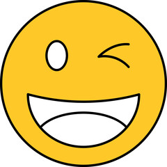 Winking Emoji Icon In White And Yellow Color.