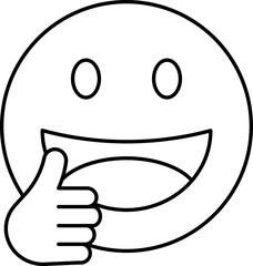 Fototapeta premium Stroke Style Smiley Emoji Showing Thumbs Up Icon.