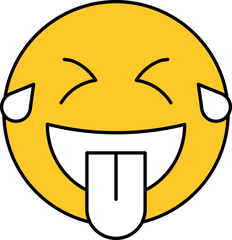 Laughing Face With Tears Of Joy Icon In White And Yellow Color.