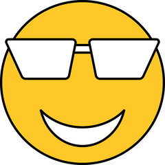 White And Yellow Smiling Face Wearing Glasses Icon.