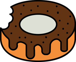 Bite Donuts Cut Icon In Orange And Brown Color.