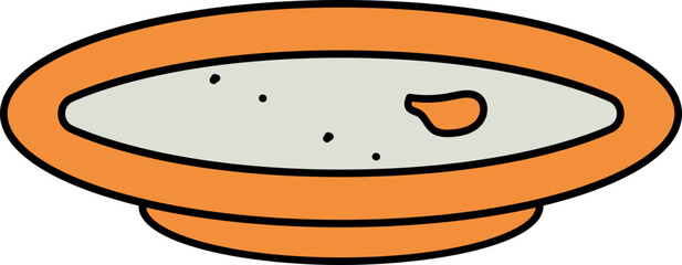 Uncelan Or Leftover Food Plate Icon In Orange And Grey Color.