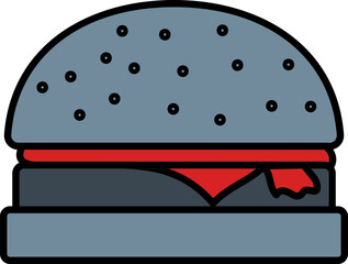 Burger Icon In Gray And Red Color.