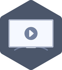 Video Player In Monitor Icon Isolated On Blue Background.