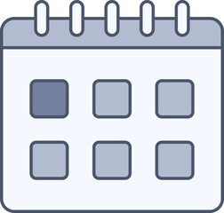 Illustration Of Calendar Icon In Blue And Gray Color.