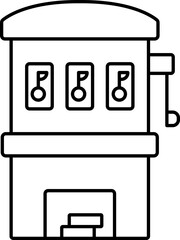 Slot Machine Icon In Black Outline.