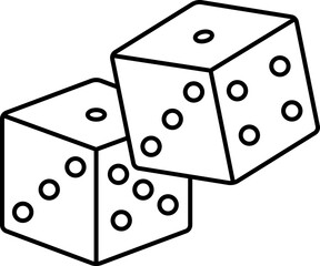 Dice Icon In Black Line Art.